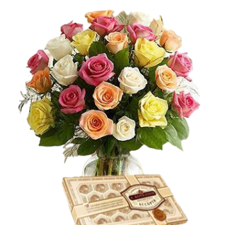 25 colorful roses with chokolates | Flower Delivery Nizhny Novgorod