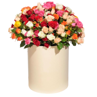 Mixed roses in a hatbox | Flower Delivery Nizhny Novgorod