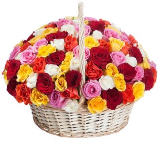 51 colorful roses in the basket | Flower Delivery Nizhny Novgorod